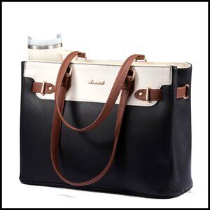 Leather Laptop Tote Bag Waterproof Professional Work Teacher Large Capacity